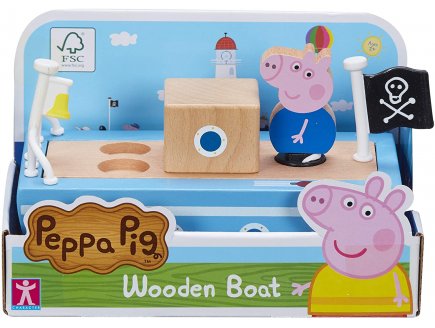 LE BATEAU EN BOIS DE PEPPA PIG - 1 FIGURINE - GIOCHI PREZIOSI - MONDE MINIATURE