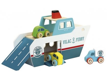 LE FERRY VILACITY EN BOIS + 3 VEHICULES - VILAC - 2368 - UNIVERS MINIATURE