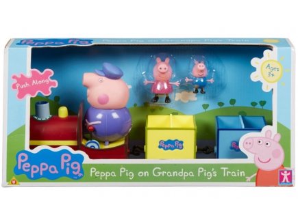 LE TRAIN DE PAPY PIG AVEC 3 PERSONNAGES - FIGURINES - MONDE IMAGINAIRE PEPPA PIG