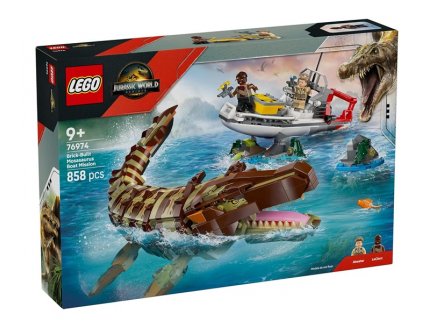 Lego Jurassic World 76974 Le bateau en mission et le mosasaure en briques