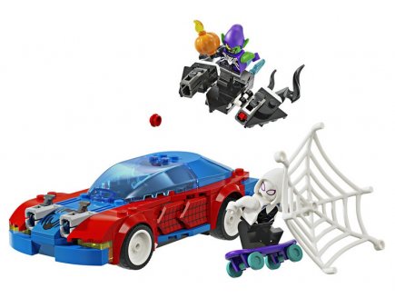 Lego marvel 76279 la voiture de course de spider-man contre le bouffon vert venomise