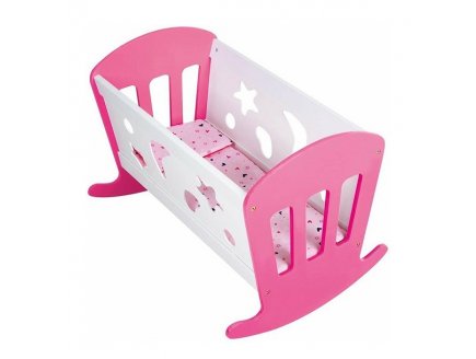 LIT A BASCULE EN BOIS ROSE ET BLANC POUPEE, POUPON - BERCEAU - MOBILIER, ACCESSOIRE DODO