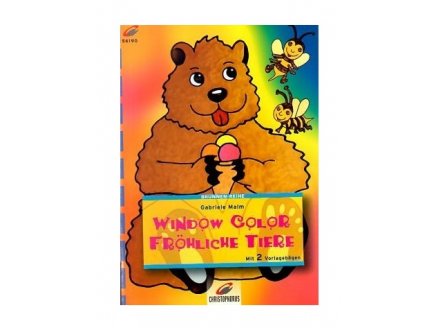  LIVRE WINDOW COLOR - ABEILLES ET OURS AVEC UNE GLACE - MOTIF PEINTURE POUR FENETRE