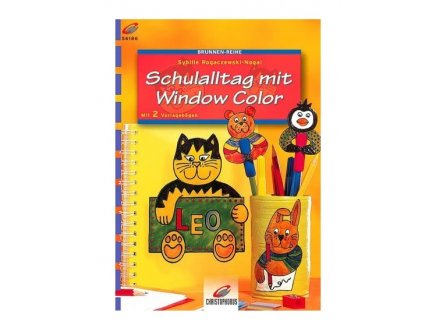 LIVRE WINDOW COLOR - LA VIE SCOLAIRE DES ANIMAUX : CHAT - OURS - LAPIN - MOTIF PEINTURE POUR FENETRE