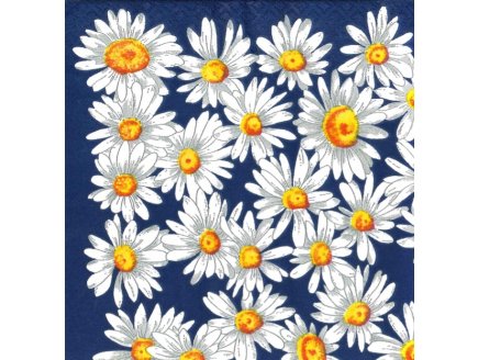 LOT DE 20 SERVIETTES EN PAPIER FLEUR : MARGUERITES BLANCHES - SERVIETTAGE