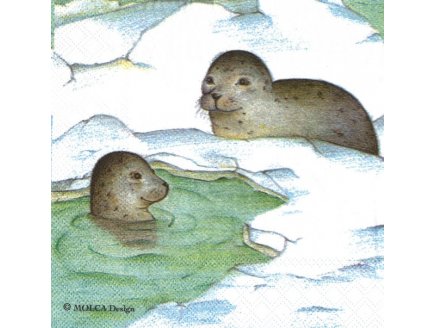 Lot de 20 serviettes en papier phoque : animaux - serviettage
