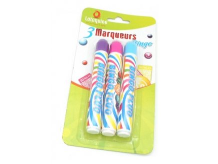 Lot de 3 marqueurs bingo loto : violet rose bleu - Lotoquine - accessoire loto