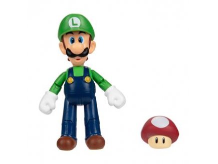 Luigi avec super champignon : figurine super mario 11 cm - figurine Nintendo articule - jakks