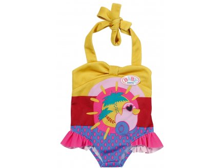 MAILLOT DE BAIN JAUNE ROUGE BLEU AVEC CANARD ROSE BABY BORN - HABIT POUPEE 39 A 46 CM - ZAPF CREATION (ZA54)