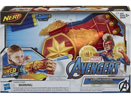 MAIN CAPTAIN MARVEL AVEC LANCE FLECHETTES NERF POWER MOVES - AVENGERS SUPER HEROS - E7378