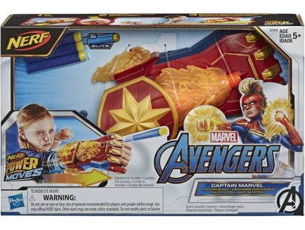 MAIN CAPTAIN MARVEL AVEC LANCE FLECHETTES NERF POWER MOVES - AVENGERS SUPER-HEROS - E7378