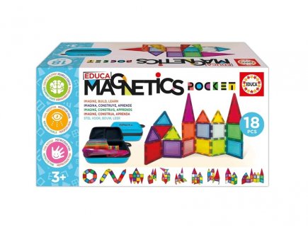 Mallette 18 pièces magnétiques, blocs construction - Magnetics Pocket - Educa - 20271 - Panneaux, Tuiles