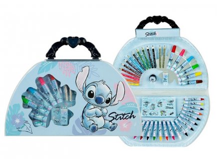 MALLETTE DE COLORIAGE STITCH 51 PIECES - KIT DESSIN - COFFRET ARTISTIQUE