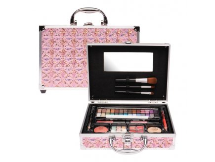 MALLETTE DE MAQUILLAGE DISCO ROSE A PAILLETTES 46 PIECES - JOUET BEAUTE COSMETIQUE