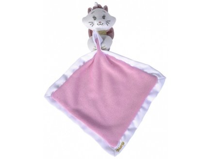 MARIE CHAT GRAND DOUDOU PLAT ROSE ET BLANC 24 X 24 CM - PELUCHE DISNEY - NICOTOY