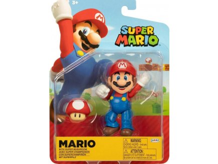 MARIO AVEC SUPER CHAMPIGNON : FIGURINE SUPER MARIO 10 CM - FIGURINE NINTENDO ARTICULE - JAKKS