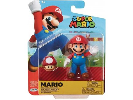 Mario avec super champignon : Figurine Super Mario 10 cm - Figurine Nintendo articule - Jakks