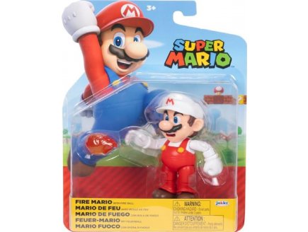 Mario de Feu avec Boule de Feu : Figurine Super Mario 10 cm - Figurine Nintendo articul� - Jakks