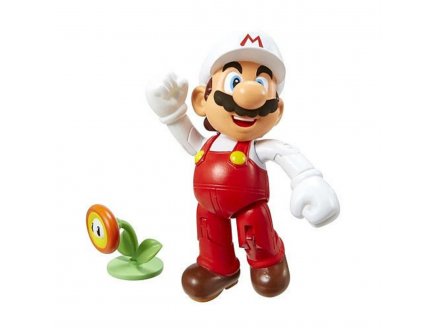 Mario de feu avec fleur de feu : figurine super mario 10 cm - figurine Nintendo articule - jakks