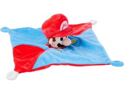 Mario doudou plat bleu et rouge 25 x 25 cm - Peluche Disney collection Super Mario - Nicotoy