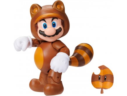 Mario tanuki avec super feuille : figurine super mario 10 cm - figurine Nintendo articule - jakks