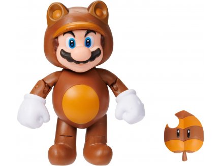 Mario tanuki avec super feuille : figurine super mario 10 cm - figurine Nintendo articule - jakks