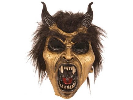 MASQUE LATEX DIABLE / DEMON DORE - ADULTE - PERSONNAGE