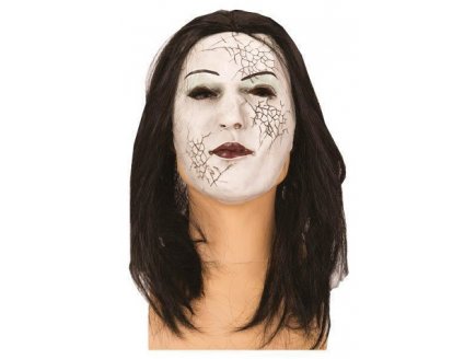 MASQUE LATEX FEMME ZOMBIE CHEVEUX NOIRS ADULTE - HALLOWEEN, HORREUR