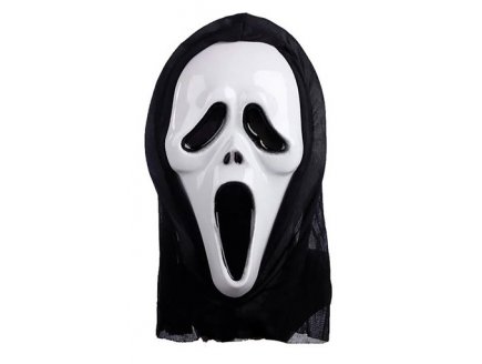 MASQUE NOIR ET BLANC EN PLASTIQUE TUEUR EN SERIE - FANTOME SCREAM - HALLOWEEN, HORREUR