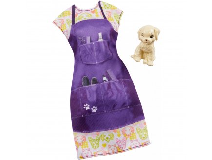 Mattel - ghx37 - barbie - accessoire poupee - robe chien avec petit chien beige - tenue - habit