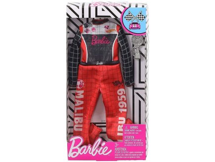 MATTEL - GHX38 - BARBIE - ACCESSOIRE POUPEE - COMBINAISON PILOTE DE COURSE ROUGE ET NOIRE HOT WHEELS + COUPE - TENUE - HABIT