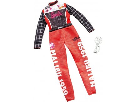 Mattel - ghx38 - barbie - accessoire poupee - combinaison pilote de course rouge et noire hot wheels + coupe - tenue - habit