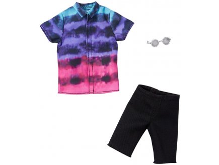 Mattel - ghx52 - habit ken - accessoire poupee - vetement - pantacourt noir et chemise