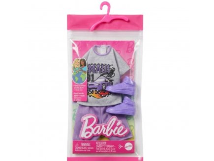Mattel - HYV13 - Habit Ken - Accessoire poupée - Vêtement - t-shirt gris avec short violet et chaussure