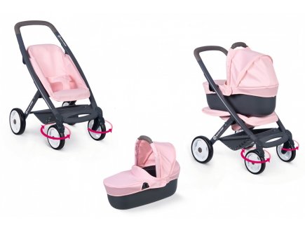 MAXI COSI POUSSETTE ET LANDAU 3 EN 1 ROSE POUPON - SMOBY - 253117 - ACCESSOIRE POUPEE