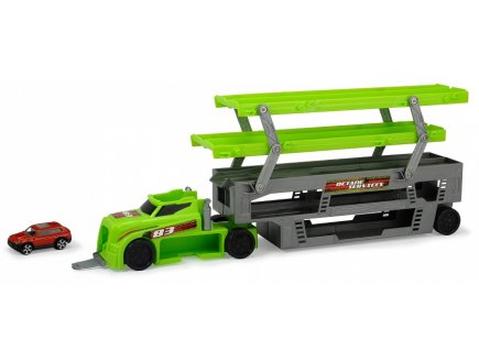 MEGA CAMION TRANSPORTEUR STACK & STORE VERT + VOITURE - DICKIE TOYS CITY - 203747002