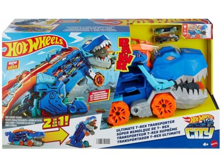 MEGA TRANSPORTEUR T-REX ULTIME 2 EN 1 HOT WHEELS CITY - CAMION & DINO - MATTEL - HNG50