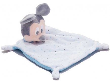 MICKEY DOUDOU PLAT BLEU ET BLANC ETOILES 17 X 18 CM - PELUCHE DISNEY - NICOTOY