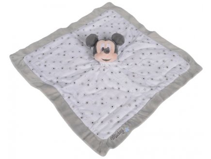 MICKEY LA SOURIS DOUDOU PLAT LANGE BLANC ET GRIS 39 X 39 CM - PELUCHE DISNEY - NICOTOY 5876709