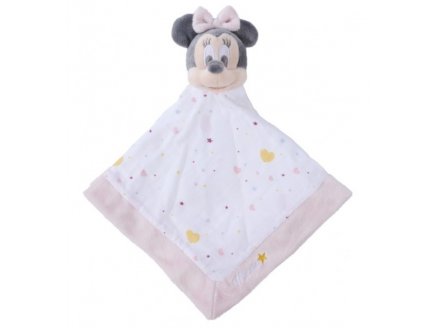 MINNIE LA SOURIS DOUDOU PLAT LANGE BLANC ET ROSE 40 X 40 CM - PELUCHE DISNEY - NICOTOY