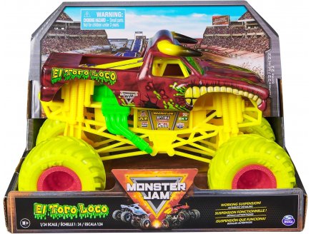 MONSTER JAM GEANT : EL TORO LOCO - VOITURE BRUNE ET JAUNE - VEHICULE ECHELLE 1:24 - SPIN MASTER - 20144303