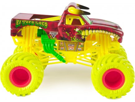 Monster jam geant : el toro loco - voiture brune et jaune - vehicule echelle 1:24 - Spin master - 20144303