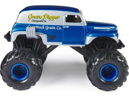 Monster jam geant : grave digger currituck grain co. - voiture bleue et grise - vehicule echelle 1:24 - Spin master - 20144302