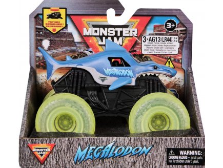 Monster Jam Mégalodon roues lumineuses - Véhicule Miniature Noir - Echelle 1.43 - Spin Master
