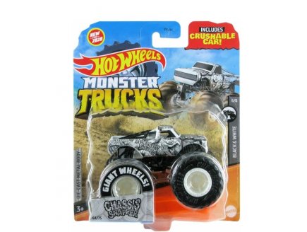 MONSTER TRUCK CHASSIS SNAPPER - HOT WHEELS - VEHICULE BLACK WHITE NOIR ET BLANC - MATTEL - GXY27