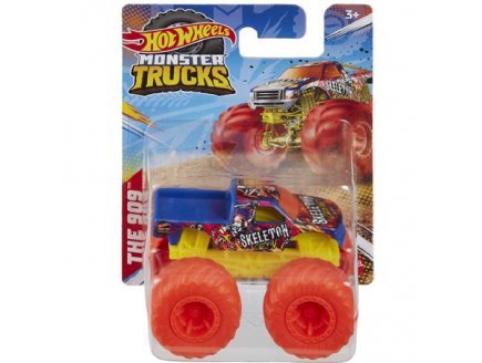 Monster Trucks The 909 - Véhicule Miniature - Camion Bleu Jaune - Echelle 1.70 - Mattel