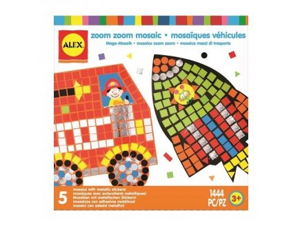 MOSAIQUES AUTOCOLLANTES VEHICULES 5 TABLEAUX - ALEX - KIT CREATIF GARCON