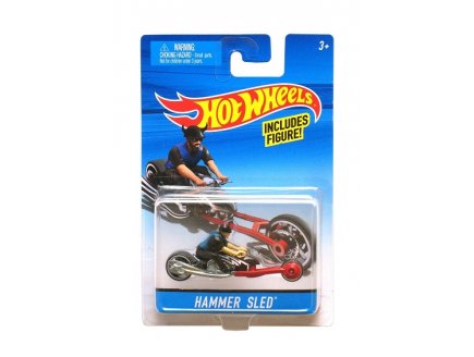 MOTORCYCLE HAMMER SLED - HOT WHEELS - MOTO NOIR - MINIATURE AVEC FIGURINE - MATTEL - X2076