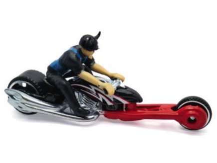 Motorcycle hammer sled - hot wheels - moto noir - miniature avec figurine - Mattel - x2076