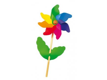 MOULIN A VENT FLEUR ARC EN CIEL 20 CM MULTICOLORE - JEU DE PLEIN AIR, DECORATION JARDIN